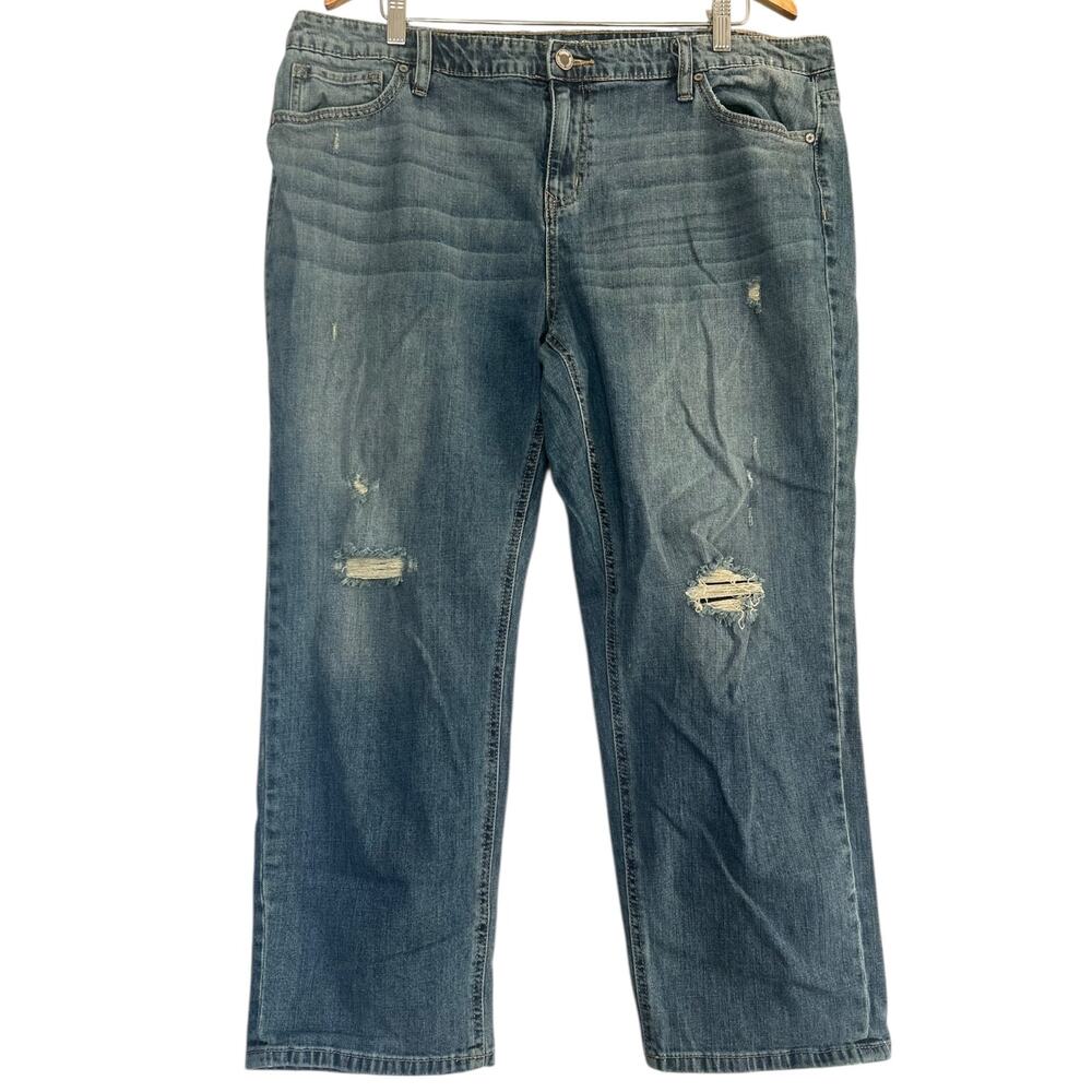 a.n.a Boyfriend Jeans Distressed Medium Wash Plus Size 16W Relaxed Fit Denim